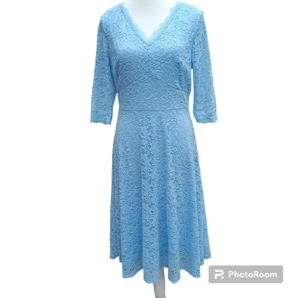 NWT JASAMBAC Women Vintage Wedding Guest Lace Midi Dress Size M